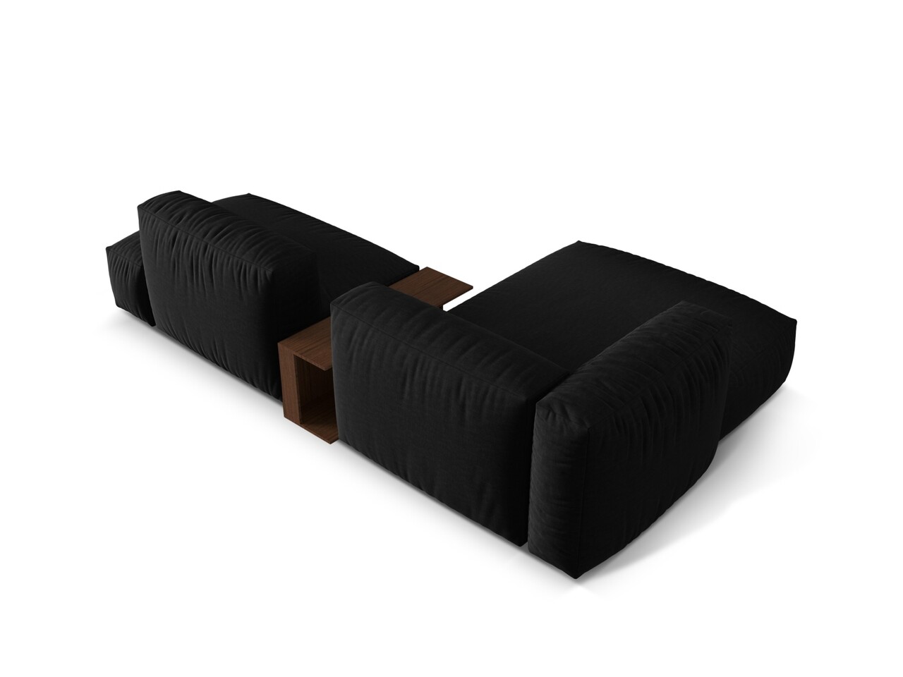 Coltar modular stanga 2 locuri, Martina-169, Micadoni Home, 285x176x75 cm, tesatura structurata catifelata, negru - 1 | YEO