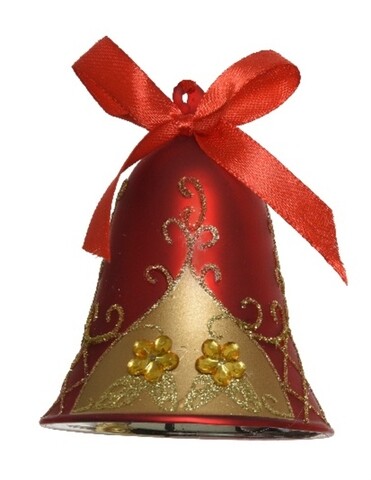 Glob Bell w diamonds, Decoris, 6.5x9 cm, sticla, rosu