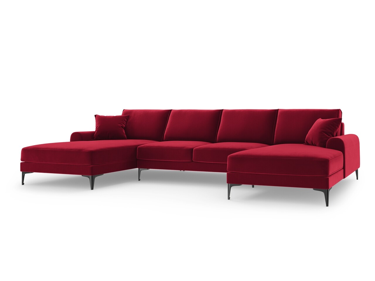 Coltar panoramic, Madara, Mazzini Sofas, 6 locuri, 334x182x90 cm, catifea, rosu vin - 1 | YEO