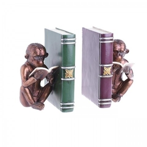 Set opritor carti pentru rafturi Monkey, InArt, 12 x 9 x 17 cm, polirasina, bronz