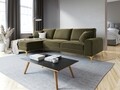 Coltar stanga, Madara, Mazzini Sofas, 5 locuri, gold legs, 254x182x90 cm, catifea, verde