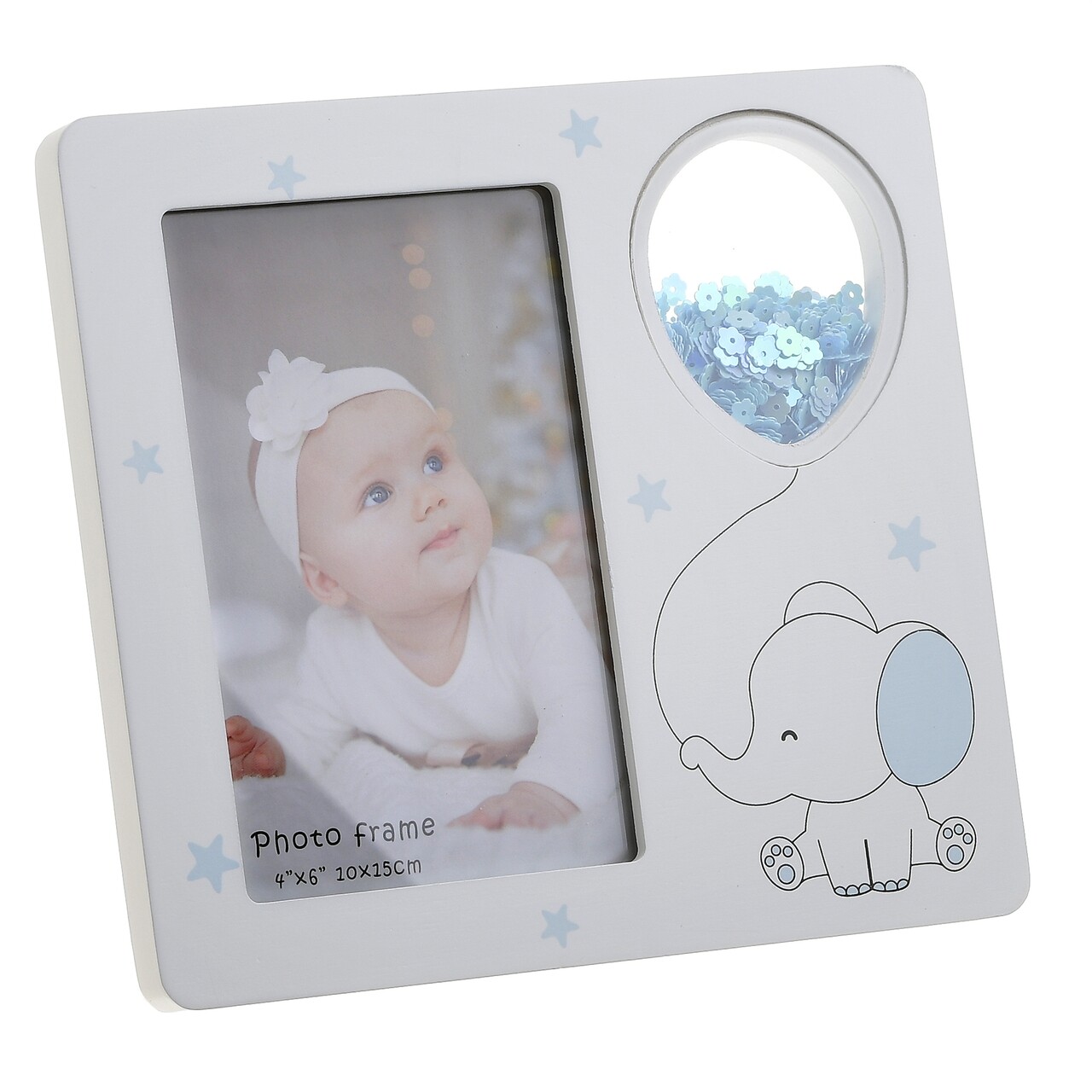 Rama Foto Kids Elephant, InArt, 10x15 Cm, MDF, Alb/albastru