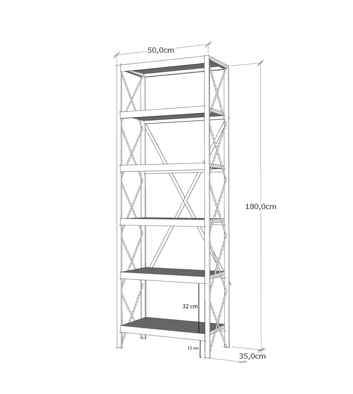 Biblioteca Suadiye, Kalune Design, 50x35x180 cm, natural/negru - 2 | YEO