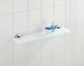 Polita din sticla Capri, Wenko, 60 x 14.5 x 6 cm, inox/sticla, argintiu/alb