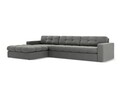 Coltar stanga 4 locuri, Justin, Micadoni Home, BL, 236x160x72 cm, catifea, gri deschis