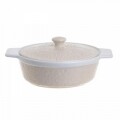 Vas de copt cu capac din ceramica, InArt, 26.5x21.5x11 cm, Cream