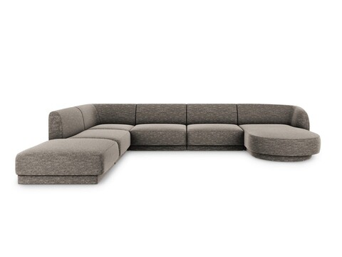 Coltar panoramic stanga 6 locuri, Miley, Micadoni Home, BL, 327x245x74 cm, poliester chenille, gri