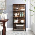 Biblioteca cu 4 rafturi, Vasagle 74 x 30 x 154.5 cm, PAL/otel, maro rustic