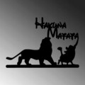 Decoratiune de perete, Hakuna Matata Lion And Piggy, Metal, Dimensiune: 58 x 1,5 x 39 cm, Negru