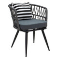 Set mobilier de gradina 5 piese Naoki Comfy, Pakoworld, masa si 4 scaune, metal/ratan sintetic, negru/gri