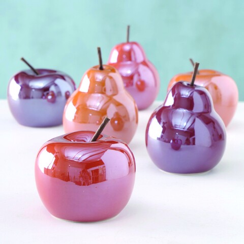 Decoratiune Apple V4, Boltze, 15 cm, portelan, portocaliu