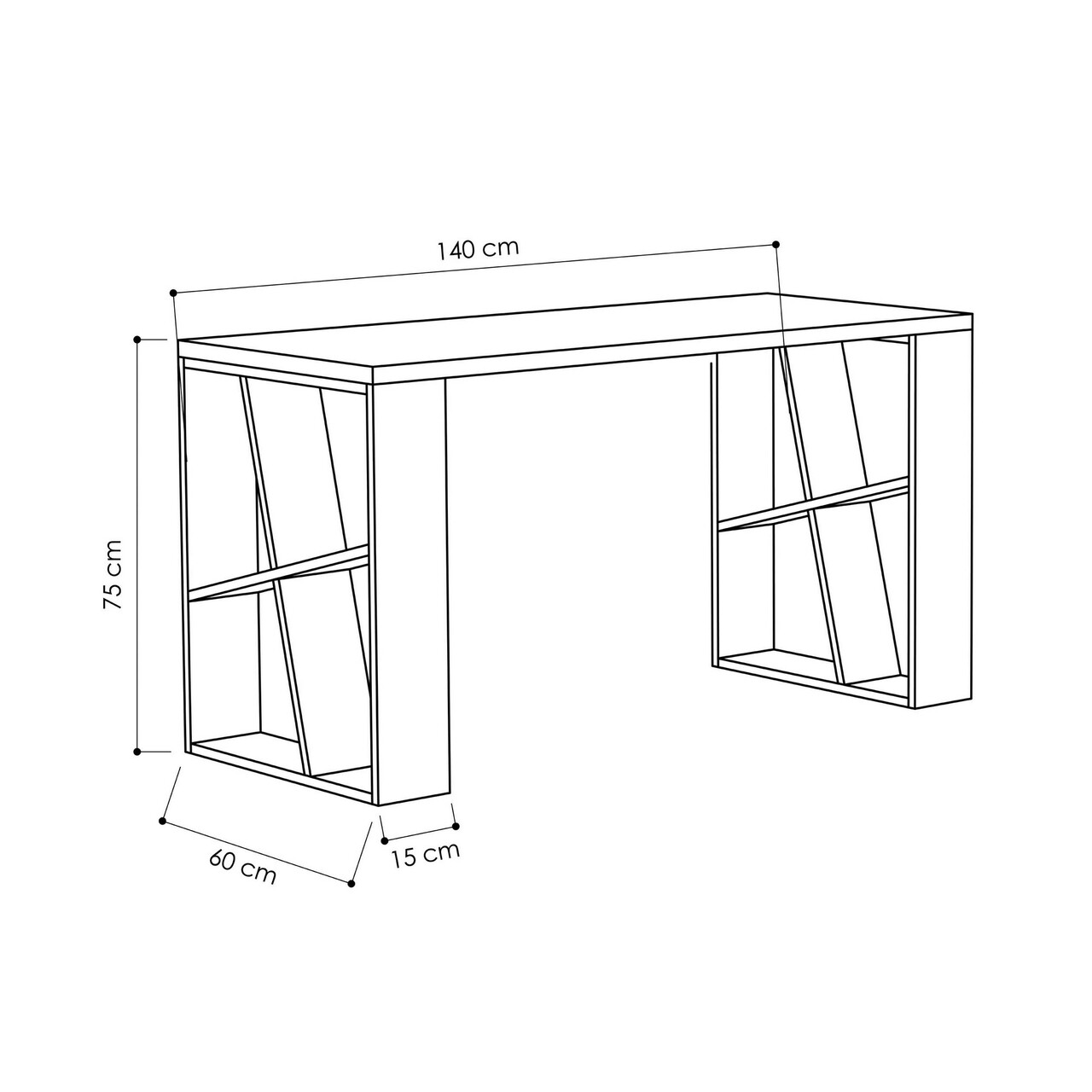 Birou Honey, Decortie, 140x60x75 cm, alb/bej - 2 | YEO