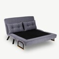 Canapea extensibilă cu 2 locuri, Futon, 859FTN1274, Metal , Gri