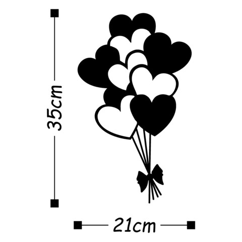 Decoratiune de perete, Balloons, Metal, Dimensiune: 21 x 35 cm, Negru