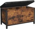 Bancheta cu spatiu de depozitare Copadion, Vasagle, 80 x 40 x 50 cm, imitatie de piele, maro rustic/negru