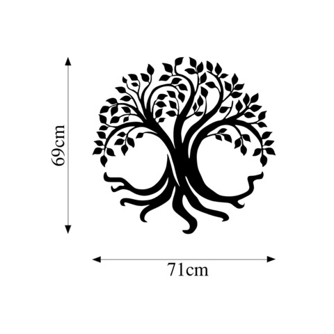 Decoratiune de perete, Tree Of Life, Metal, Dimensiune: 71 x 69 cm, Negru