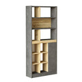 Corp biblioteca Zest, Pakoworld, 75.5x25x170 cm, PAL/metal/MDF, gri/sonoma