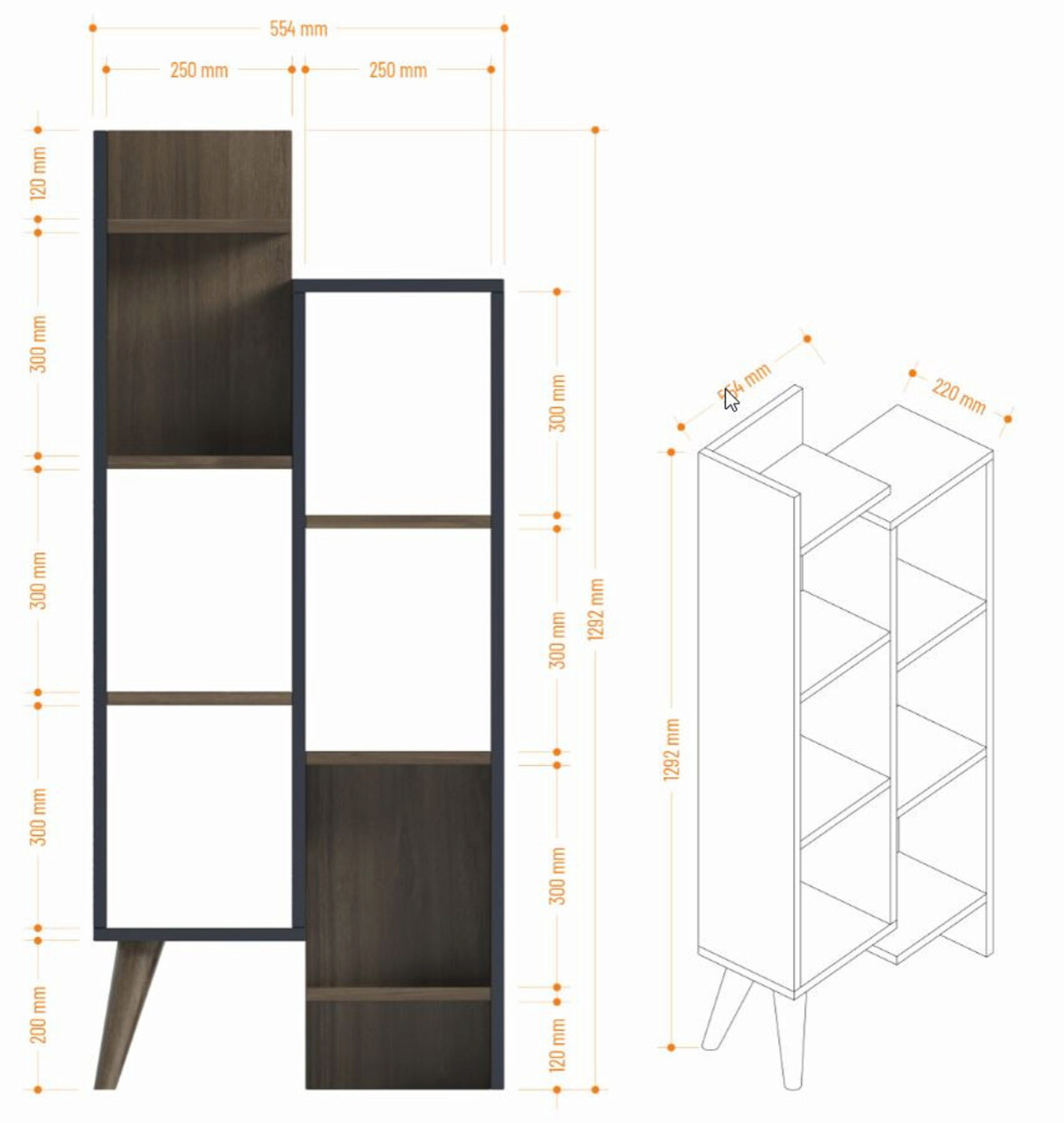 Corp biblioteca, Lagomood, Lagomood Evren, Antracit / Nuc