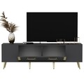 Comoda TV, Olivia, Detas, 150 x 48.2 x 35 cm, pal melaminat, antracit/auriu