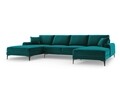 Coltar panoramic, Madara, Mazzini Sofas, 6 locuri, 334x182x90 cm, catifea, turcoaz