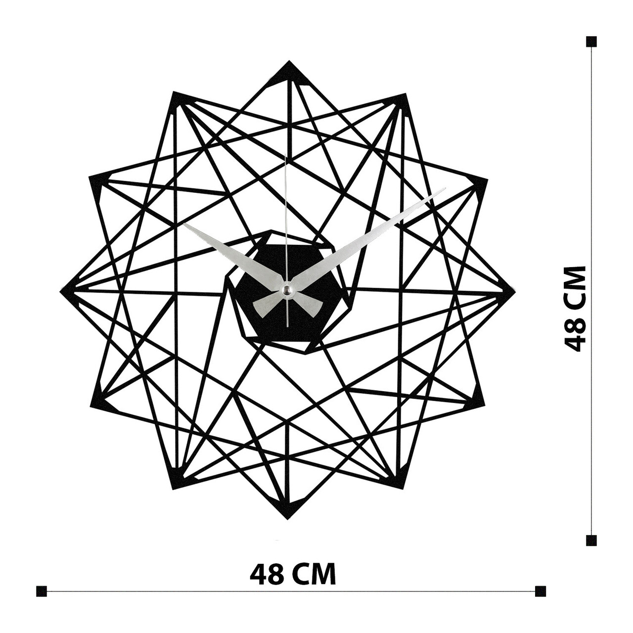 Ceas de perete, Enzoclock - S015, metal, 48 x 48 cm, negru