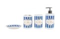 Set de baie Le Bain, InArt, 4 piese, ceramica, alb/albastru