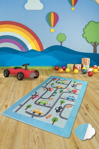 Covor, Baby Cars  , 140x190 cm, Catifea, Multicolor