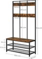 Cuier cu bancheta si pantofar Industrial, Vasagle, 100x40x184 cm, PAL/otel, maro rustic