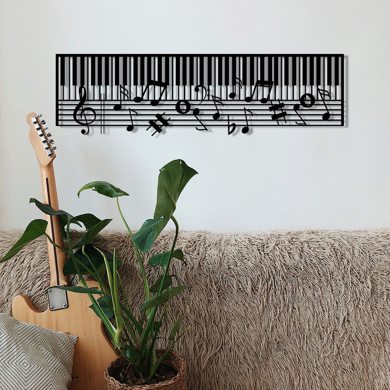 Decoratiune de perete, Piano - M121, metal, 70 x 30 cm, negru - 2 | YEO