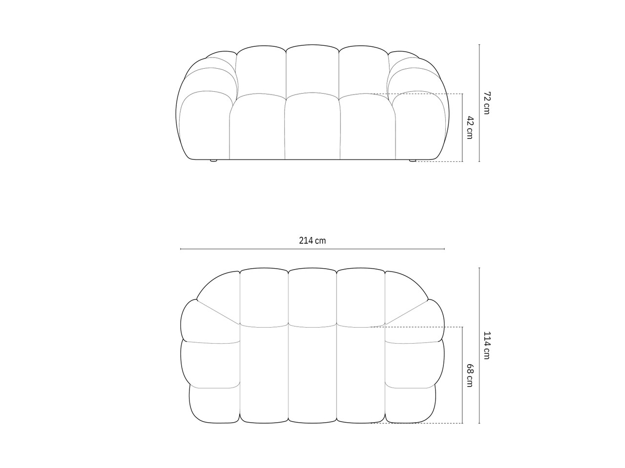 Canapea 2 locuri, Diana-192, Micadoni Home, 214x114x72 cm, catifea structurata, teracota