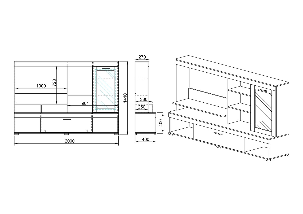 Mobilier Living, Bedora, City 6033, 200 X 40.5 X 141 Cm, PAL, Sonoma