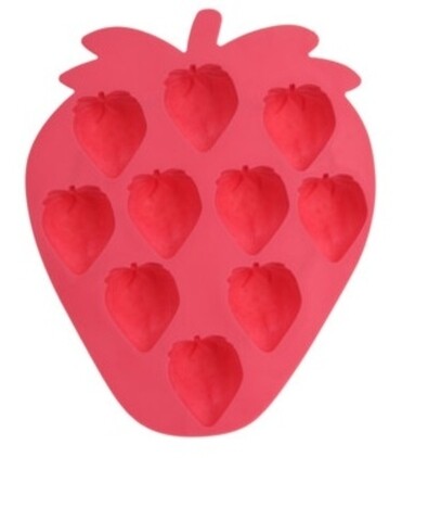 Forma pentru gheata Strawberry, 19x16x2 cm, silicon, rosu