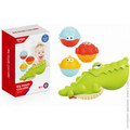 Set jucarii de baie crocodil cu accesorii, Bath Toys, HE0263, 12M+, plastic, multicolor