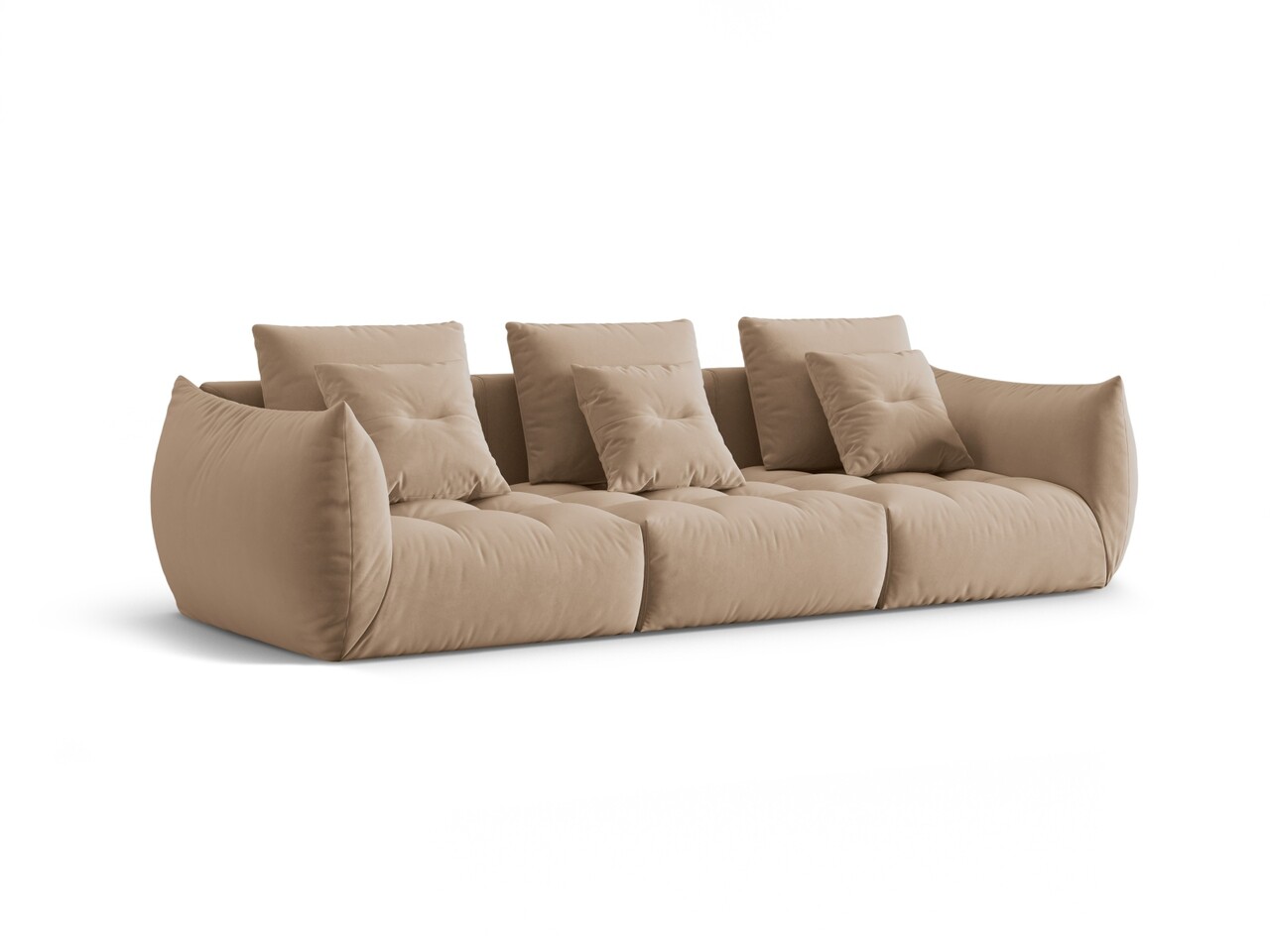 Canapea modulara 4 locuri, Bloom-184, Micadoni Home, 332x106x95 cm, catifea, bej sand - 1 | YEO