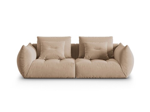 Canapea modulara 3 locuri, Bloom-184, Micadoni Home, 232x106x95 cm, catifea, bej sand