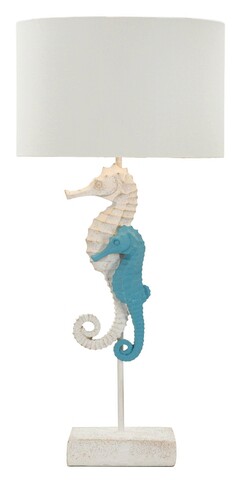 Lampa de masa Sea Horse, Mauro Ferretti, 1x E27, 40W, 30.5x66.5 cm, polirasina/fier/textil, multicolor