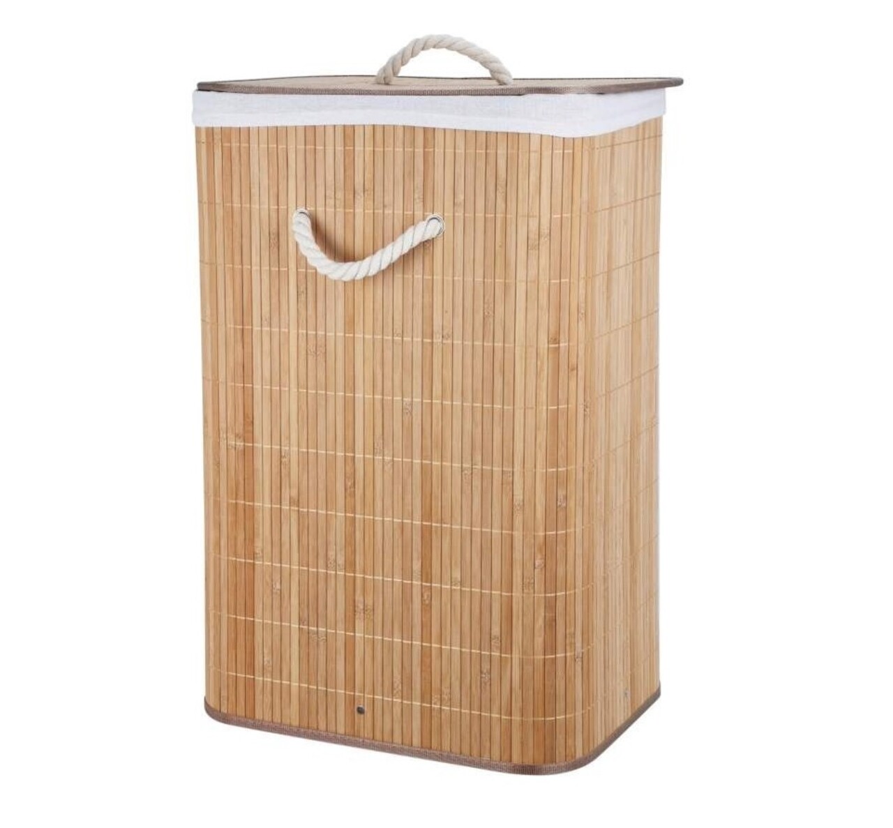 Cos de rufe, Excellent Houseware, 40x30x60 cm, pliabil, bambus/bumbac, natural