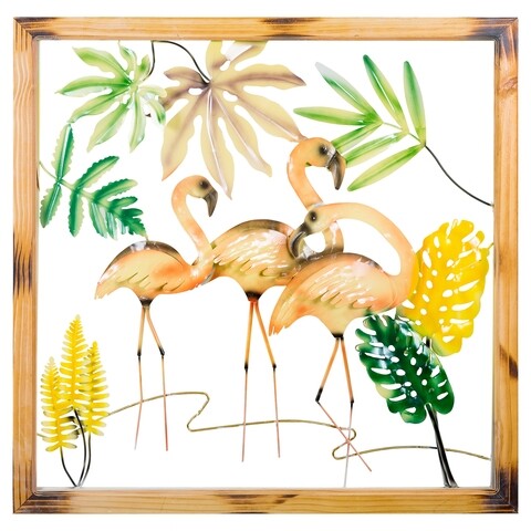 Decoratiune de perete, Flamingo Tropical, Creaciones Meng, 87x87 cm, multicolor