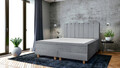 Pat matrimonial, Stockholm, Lines E, 140x200 cm, saltea tip Pocket, topper memory, Gri