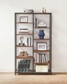 Biblioteca Vasagle, 100 x 30 x 170 cm, 10 compartimente, PAL/otel, maro rustic