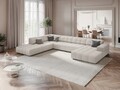 Coltar panoramic stanga 7 locuri, Jennifer-140, Micadoni Home, 364x262x70 cm, tesatura chenille din poliester, gri deschis