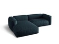 Coltar modular stanga 2 locuri, Martina-169, Micadoni Home, 283x176x75 cm, tesatura structurata catifelata, albastru jeans