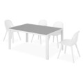 Set mobilier gradina/terasa Encore/Cosmos, 5 piese, 150x90x74 cm/46.5x54x84 cm, aluminiu/polipropilena, alb/gri