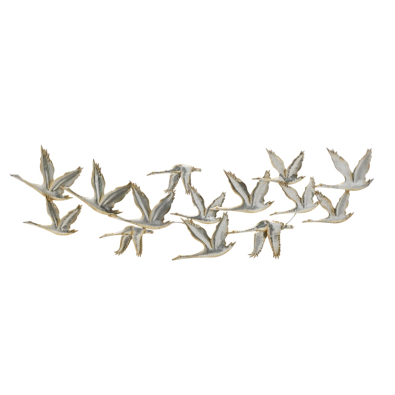 Decoratiune De Perete Birds Silver, InArt, 127x40 Cm, Fier