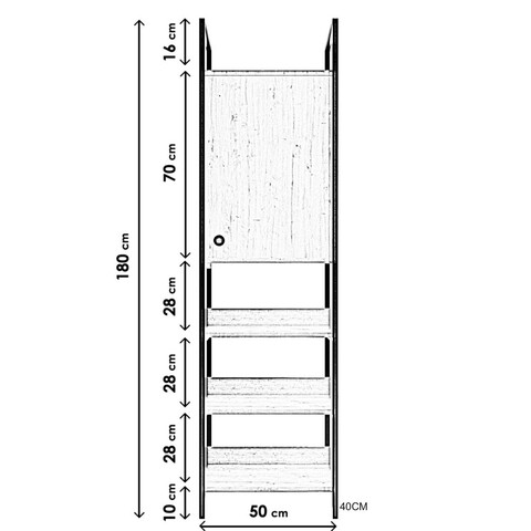 Dulap pentru haine, Lacivert, Poyraz Trend Gardırop Tekli Üst kapaklı L609, 50x180x40 cm, Stejar