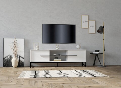 Comoda TV, Puqa Design, Mono, 160x50x40cm, PAL, Alb