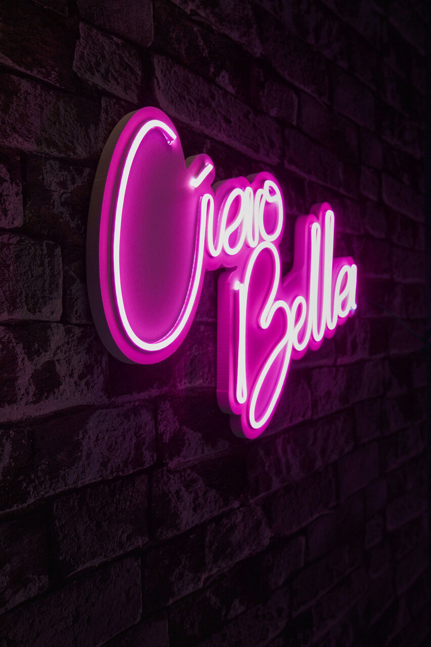 Decoratiune luminoasa LED, Ciao Bella, Benzi flexibile de neon, DC 12 V, Roz