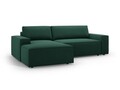 Coltar extensibil stanga 3 locuri cu lada depozitare, Jodie-78, Micadoni Home, 246x151x86 cm, tesatura structurata, verde