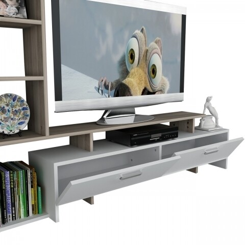 Comoda TV, Wooden Art, Simal White Cordoba, 168.2x120x29.5 cm