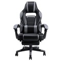 Scaun gaming, Rayan, L.70 l.69 H.122-130, piele ecologica/plastic/metal, gri/negru